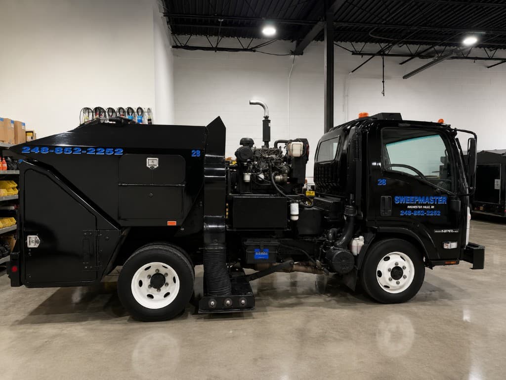 Side profile of a Sweepmaster vacuum sweeper truck